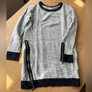 Zara Collection Gray and Black Women’s Long Sleeve Shirt with Zipper Accents M